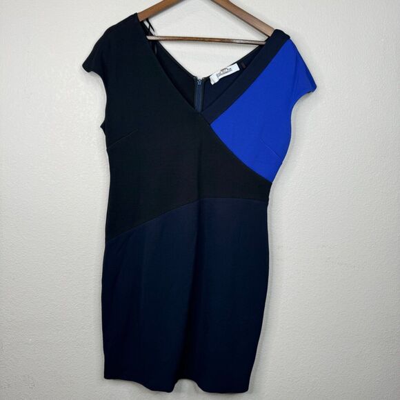 Diane Von Furstenberg Colorblock‎ Dress Size L - Picture 1 of 10